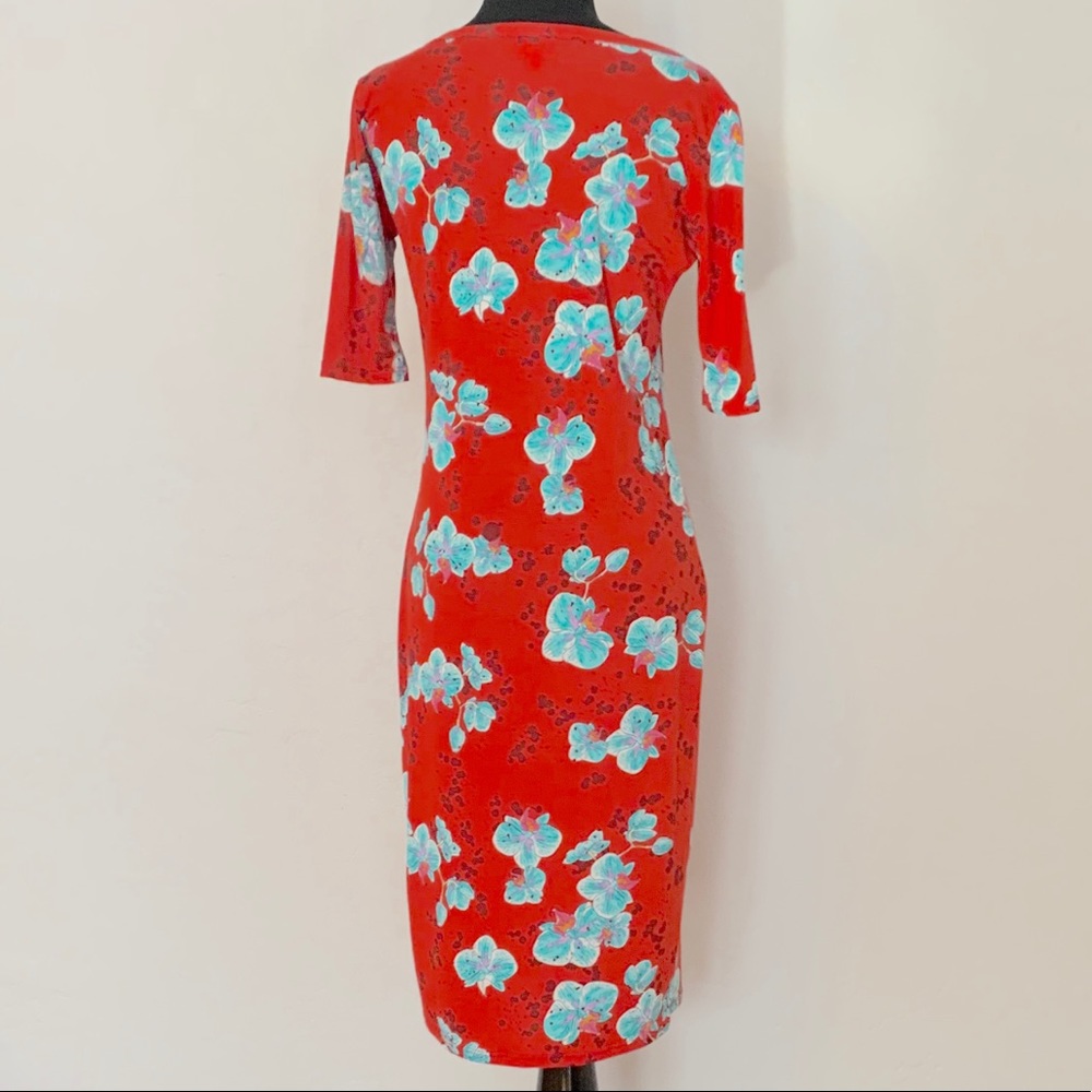 LuLaRoe Red Flower Print Julia Dress - Picture 2 of 2